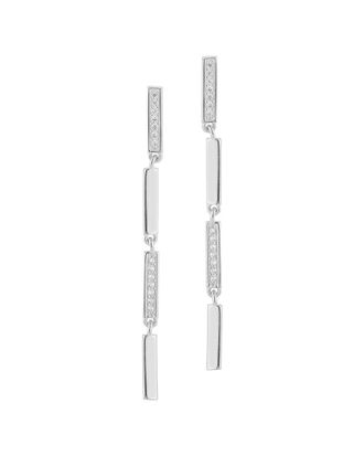 Glaze Jewelry Silver Cz Bar Earrings