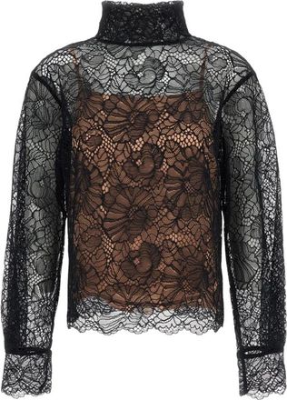 Rotate Lange kanten blouse - Dames - Blouses - Zwart - S - Overhemden