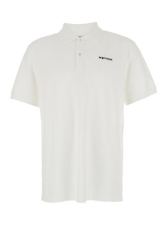 Alexander McQueen White Logo Shirt Collar Polo