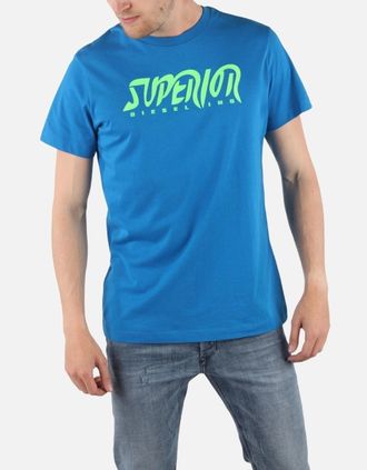 Diesel Mens DIESEL T DIEGO BB Mens T-Shirt Crew Neck Short Sleeve Blue Tee Casual Cotton Top - Size: 42