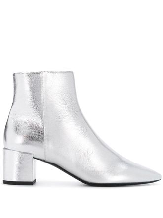 Saint Laurent enkellaarzen met gesp - Zilver