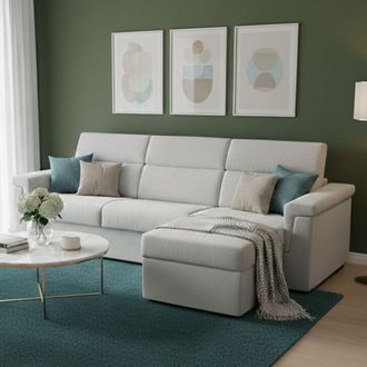 Dmora Sof&aacute; Cama Con Chaise Longue Ganzaria, Desenfundable, Almacenaje Made In Italy, Hidr&oacute;fugo, Multiposici&oacute;n, 285x160 Cm
