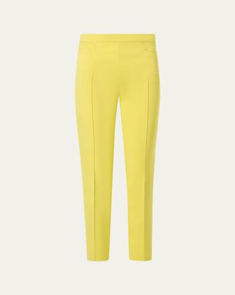 Akris Franca Pintuck Cotton Slim-Leg Ankle Pants