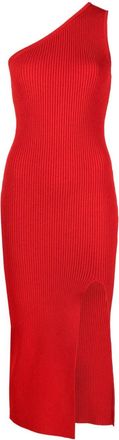 Michael Kors asymmetric one-shoulder knitted dress - women - Nylon/Viscose/Polyester/Elastane - M - Red