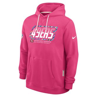 Nike San Francisco 49ers Crucial Catch Sideline Standard Issue Nike Mens Dri-FIT NFL Pullover Hoodie in Pink | 03AZ68XZUT-F9R