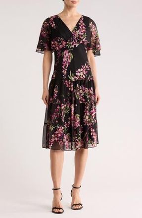 Connected Yoryu Flutter Sleeve Dress in Black at Nordstrom Rack, Size 14