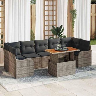 vidaXL Conjunto De Sof&aacute; De Jard&iacute;n 8 Pcs Gris Polirat&aacute;n Vidaxl