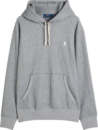 Polo Ralph Lauren Logo-embroidered Hooded Waffle-knit Sweatshirt - Grey - Xxl