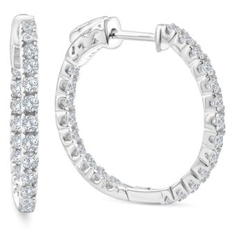 Pompeii3 1.55Ct Diamond Inside Outside Hoops High Quality Vault Lock 1 Tall Lab Grown