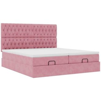vidaXL Estructura De Cama Otomana Colchones Terciopelo Rosa 160x200cm Vidaxl