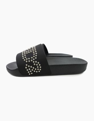 Dsquared2 Mens Dsquared2 Dsq2 Stud Logo Leather Sliders Black - Size: 11