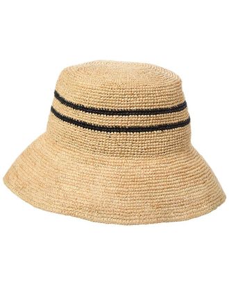 Vince Raffia Stripe Cloche Bucket Hat