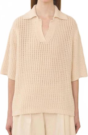 Lauren Manoogian Rack Knit Polo Shirt In Ivory