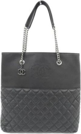 Chanel Pre-owned Vintage Tote Bag - Dames - Vintage Shopper - Zwart - ONE Size - Leer - Vintage