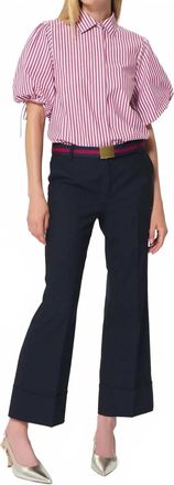 Tara Jarmon Caly Striped Poplin Shirt In Cherry Red