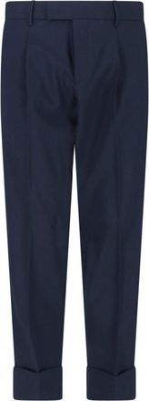 Cruna Blue Tailored Straight-Leg Virgin Wool Trousers
