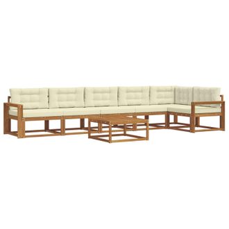 vidaXL Conjunto De Sof&aacute;s De Exterior Con Coj&iacute;n 7 Pcs Natural Y Crema Vidaxl