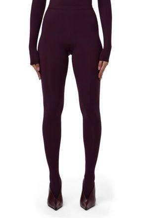 Naked Wardrobe Closed Toe Leggings in Dark Plum at Nordstrom, Size Large