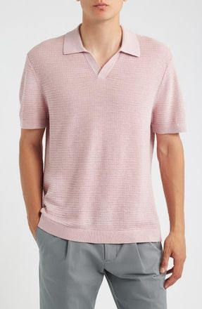 Theory Brenan Linen Blend Polo in Chalk Pink - Vin at Nordstrom, Size Xx-Large