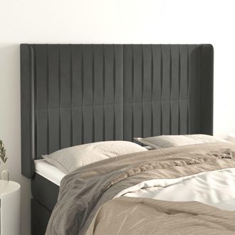 vidaXL Cabecero Con Orejas De Terciopelo Gris Oscuro 147x16x118/128 Cm Vidaxl