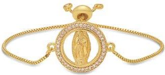 HMY Jewelry Our Lady Pav&eacute; CZ Halo Slide Bracelet in Gold at Nordstrom Rack