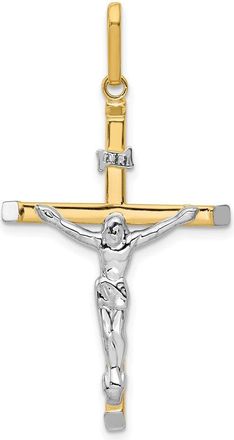 Diamond2Deal 14k Two-tone Gold Crucifix Pendant
