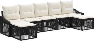 vidaXL Conjunto De Sof&aacute;s De Jard&iacute;n 7 Uds. Negro Rat&aacute;n Sint&eacute;tico Vidaxl