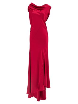 Alberta Ferretti Satin Dress Dresses Fuchsia