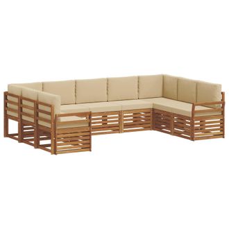 vidaXL Conjunto De Sof&aacute;s De Exterior 9 Uds. Natural Y Beige Vidaxl