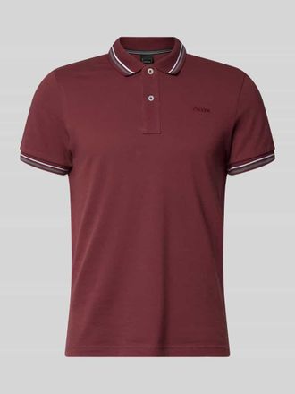 Geox Slim Fit Poloshirt mit Kontraststreifen in Bordeaux, Gr&ouml;&szlig;e XXXL