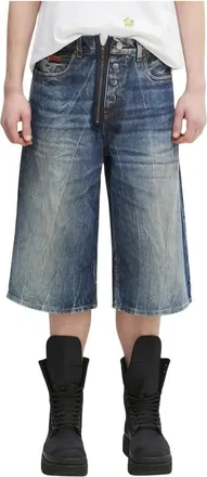 Martine Rose Korte Broeken, Heren, Blauw, XS, Katoen, Zip Jean Shorts
