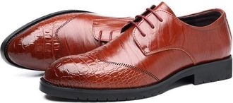 Generic Oxford Dress Shoes for Men Lace Up Burnished Toe Wing Tip Derby Shoes Leather Slip Resistant Rubber Sole Block Heel Low Top Non Slip Party(Brown,5.5 U