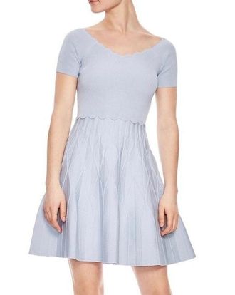 Sandro Blue Fit & Flare Knit Dress Size S