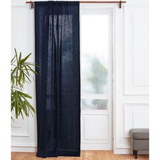 Solino Home Linen Curtain with Light Filtering Rod Pocket for Living Room, Bedroom in Navy at Nordstrom, Size X-Small