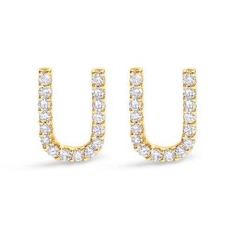 House of Brilliance 10K Gold 1/10 Cttw Diamond Initial A to Z Stud Earring in Yellow Gold | U at Nordstrom