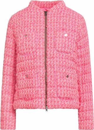 Herno Womens Tweed Padded Down Bomber Jacket In Neon Pink