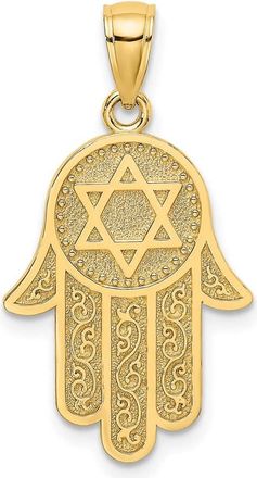 Diamond2Deal 10k Yellow Gold Hamsa Star Of David Charm