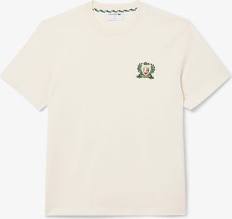 Lacoste Mens Lacoste French Made Emboidered Badge T-Shirt in Cream