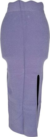 Galvan London Delia Ribbed-Knit Midi Skirt in Purple Viscose
