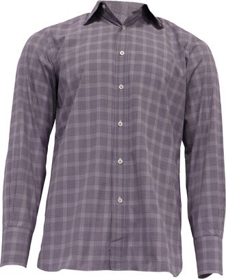 Tom Ford Check Shirt in Purple Cotton