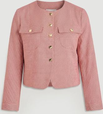 Karen Millen Womens Plus Size Tailored Check Cropped Jacket - Red - Size 24 UK