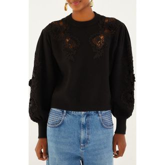Farm Rio Black Lace Sweater at Nordstrom Rack, Size Medium