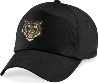 Generic Angry Tiger Face Baseball Cap, Pet Lovers Gift Tiger Embroidered Design Cap (Black)