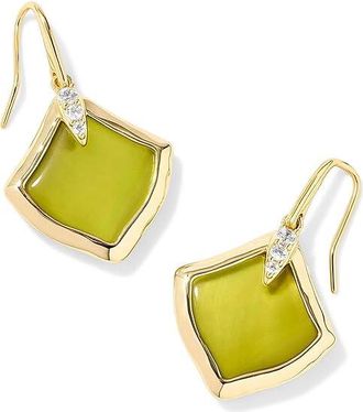 Kendra Scott Joelle Drop Womens Earrings Earring Gold Chartreuse Green Mother Of Pearl, Brass/Glass/Pearl