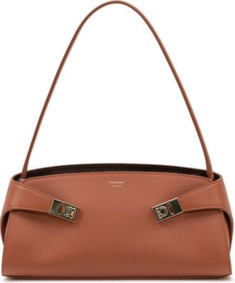Ferragamo Hug East-West Schoudertas - Dames - Schoudertassen - Bruin - ONE Size - Leer - Tassen