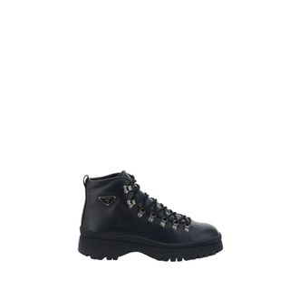 Prada Black Rubber Lace-Up Mens Boots