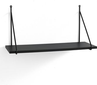 Oresteluchetta Estante De Pared Suspendido En Madera Y Acero Dise&ntilde;o Level - Negro