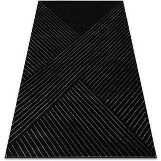 RugsX Rugsx - Alfombra Emerald Exclusivo A0084 Glamour, Elegante, Lineas, Geom&eacute;trico Negro / Plata Black 160x220 Cm