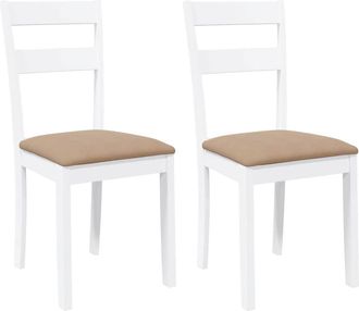 vidaXL Vidaxl - Sillas De Comedor Con Cojines 2uds Madera Maciza Blanco Caucho