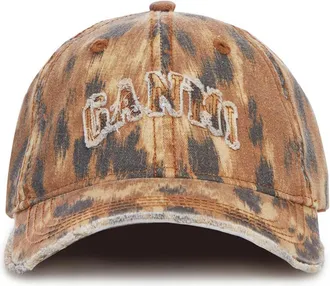 Ganni COTTON CANVAS BASEBALL CAP WITH PRINT - Ganni - Woman